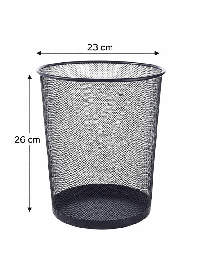 فيندكس سلة مهملات شبكية معدنية | سلة مهملات للمكتب والمنزل | سلة مهملات شبكية فولاذية متينة | تصميم أسود عصري - Image 2